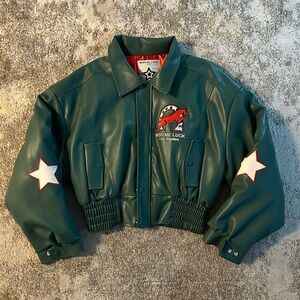 wish me luck forest green bomber jacket 💚